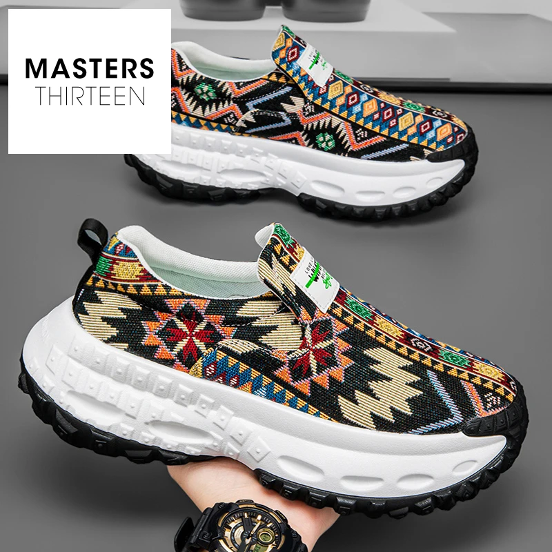 男鞋夏季潮流帆布鞋一脚蹬增高轻便老爹鞋男款时尚百搭休闲鞋AF01