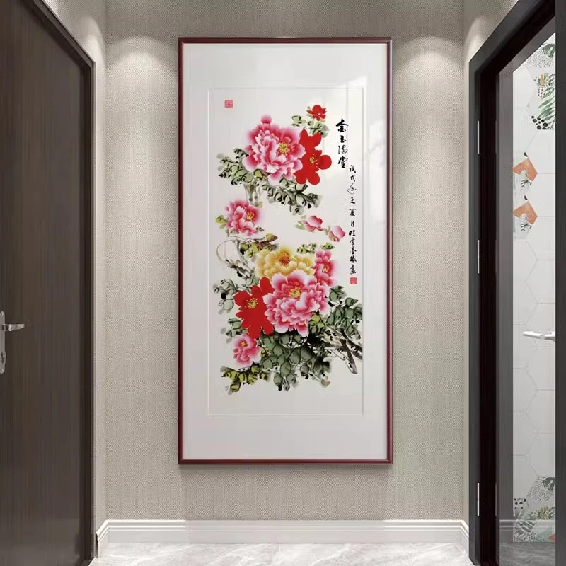 客厅装饰画花开富贵牡丹现代轻奢沙发背景墙挂画玄关新中式墙壁画