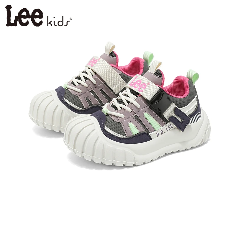 Leekids春秋灰紫女童休闲鞋开学季学生软底网面童鞋百搭儿童鞋男