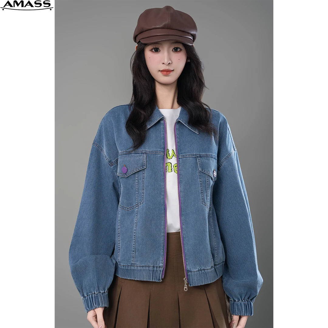 AMASS/阿玛施早春新款丹宁风时尚减龄短款休闲牛仔外套上衣540010