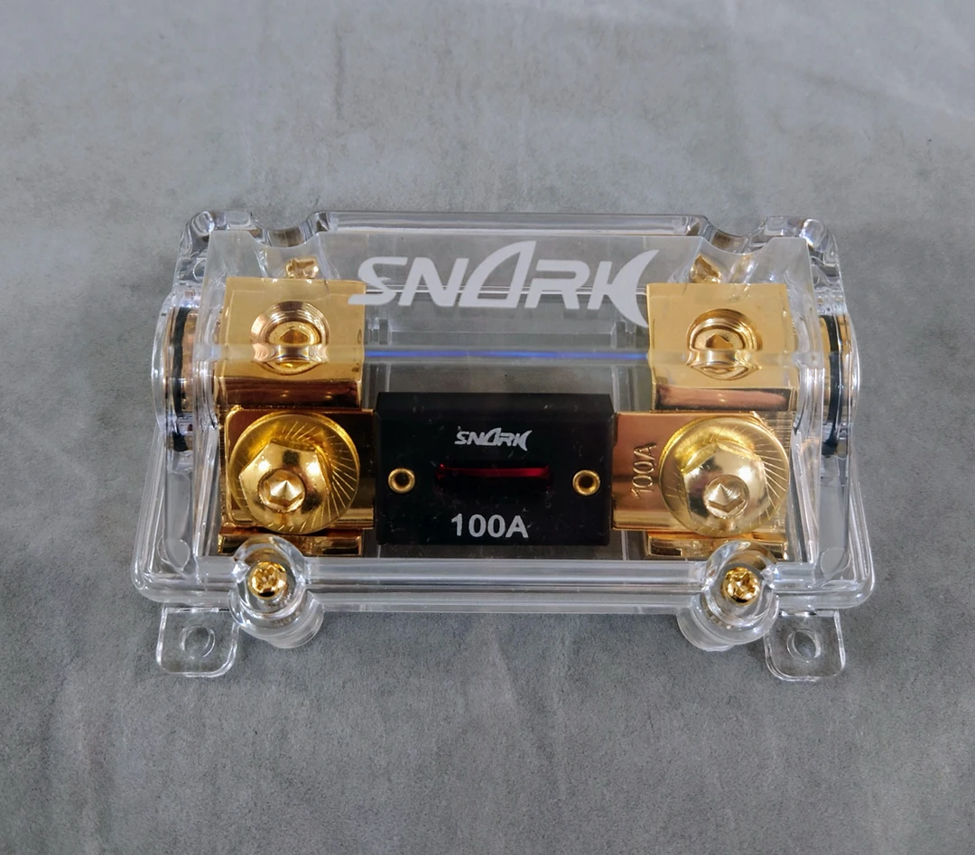 snark蛇鲨铜镀金保险座汽车音响改装车用一出一100A150A200A250A