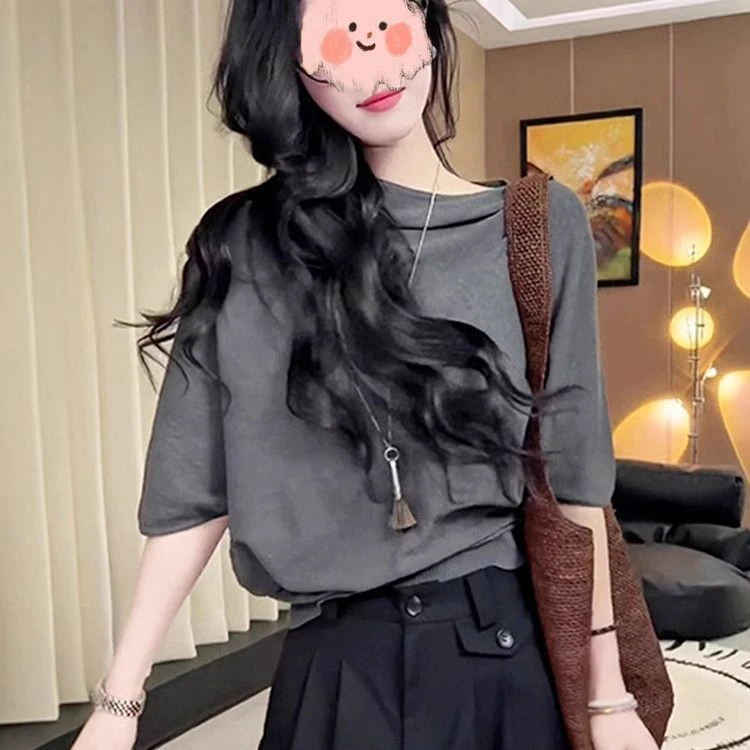 【现货】【现货】韩国东大门蝠袖中袖上衣女七分袖高端时尚宽松蝙韩版