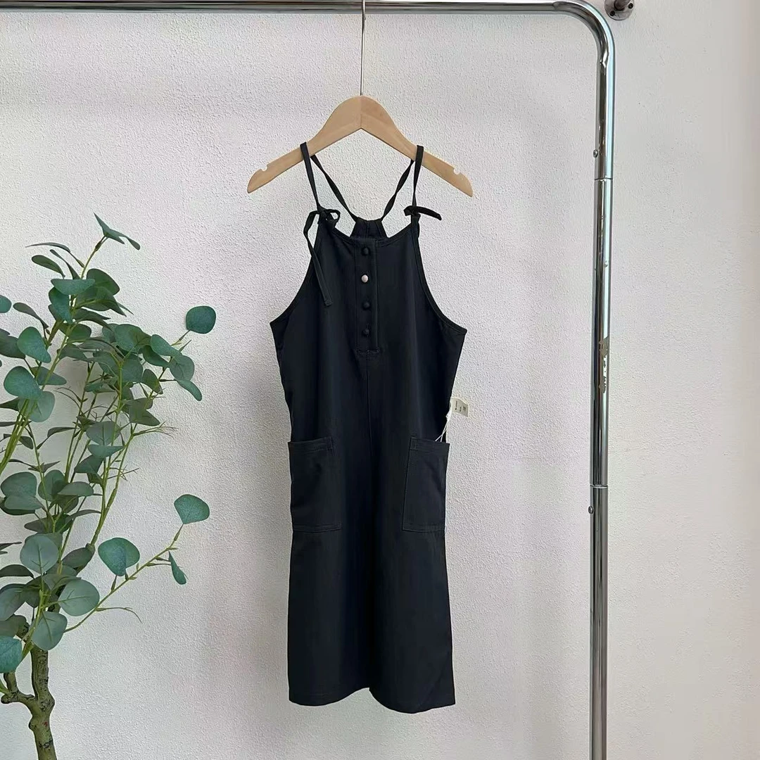 2194帕碳黑背带长裤