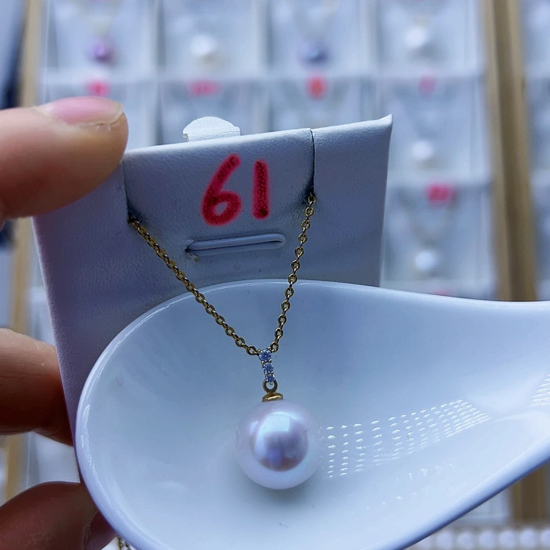 吊坠(不含链)淡水珍珠18K金镶嵌13mm