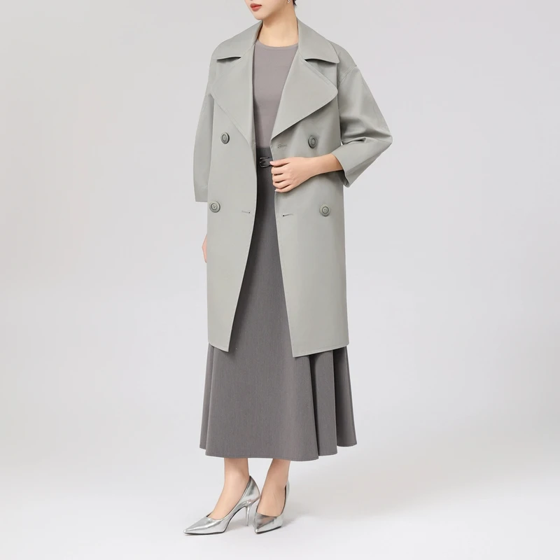 AMASS/阿玛施早春新款简约大气时尚气质风衣外套（附腰带）540082