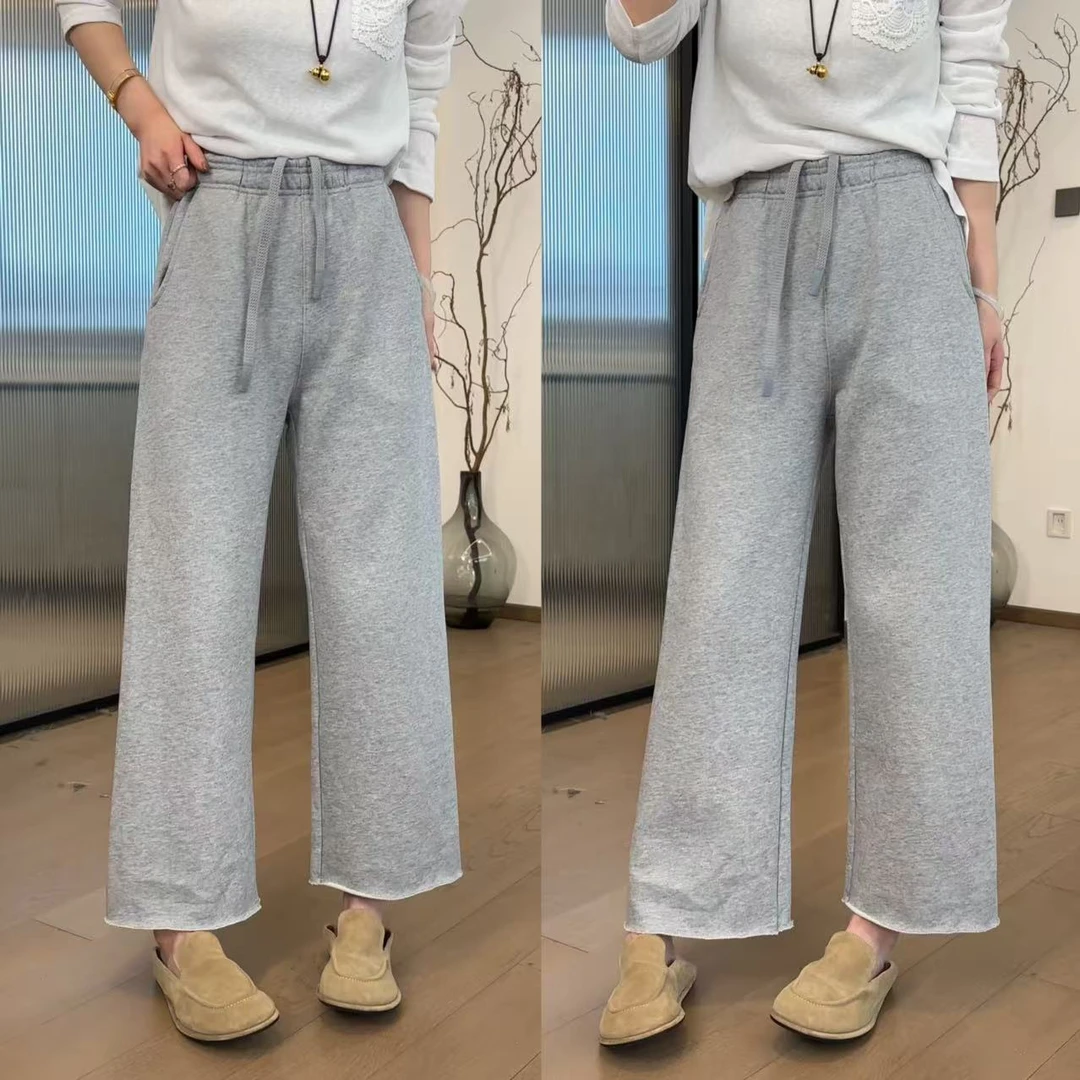 JOJO/玖了个玖 2025春 极简百搭直筒九分卷边休闲裤 2503C1011