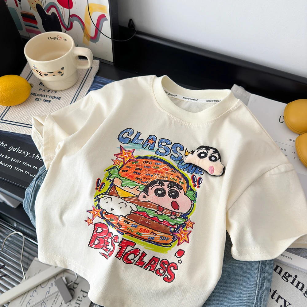 （亲子装）2025新款儿童时尚印花立体玩偶百搭休闲短袖卡通T恤纯棉