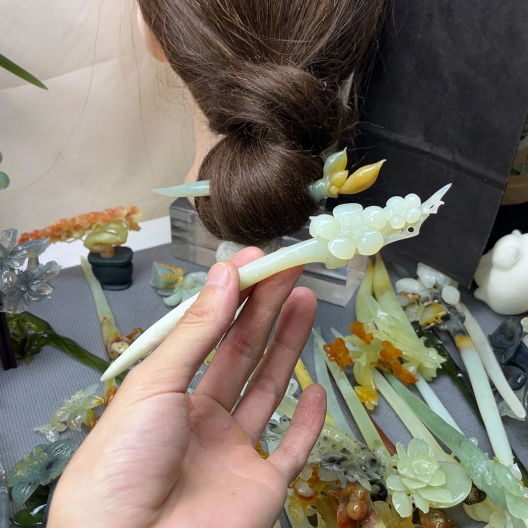 蛇纹石玉合金发饰