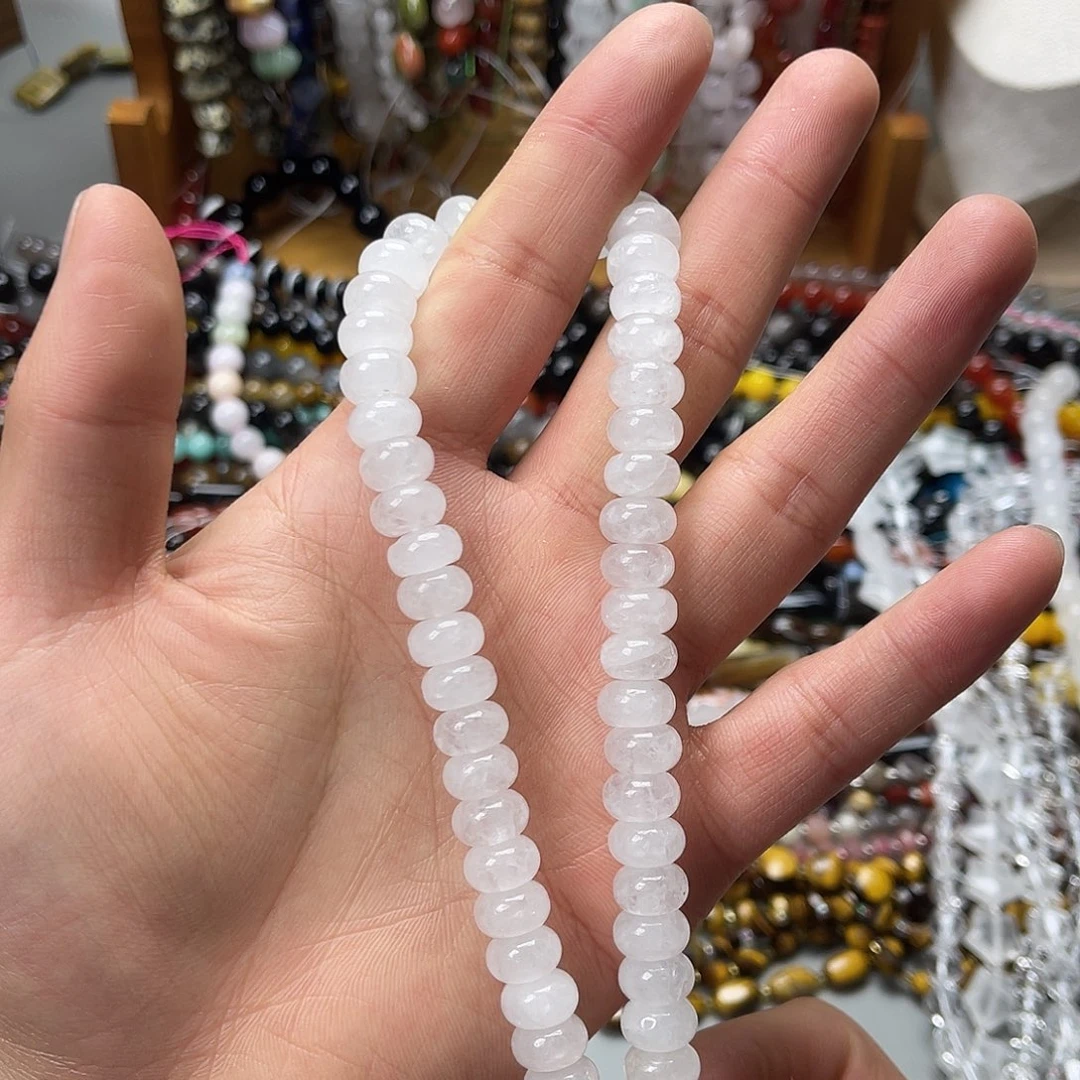 玛瑙/玉髓未镶嵌珠宝半成品卡10白水算盘珠一条
