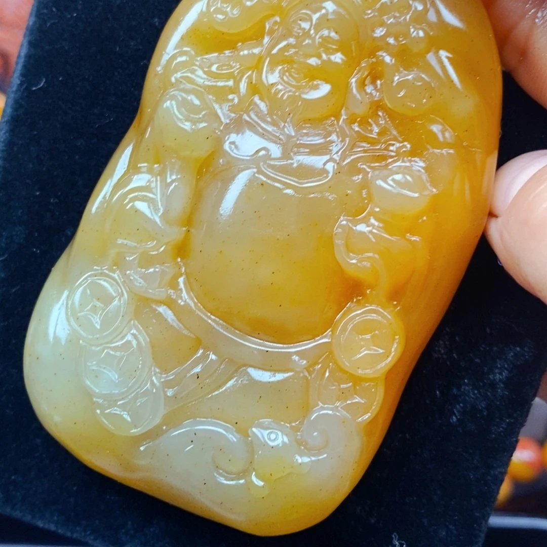 钛钢石英质玉（黄龙玉）吊坠(不含链)