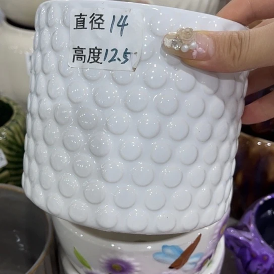 多肉绿植陶瓷花盆9.9包邮，有孔