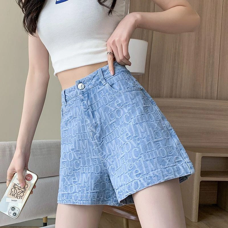 牛仔短裤女2025夏季新款薄款阔腿宽松显瘦小众ins字母a字热裤