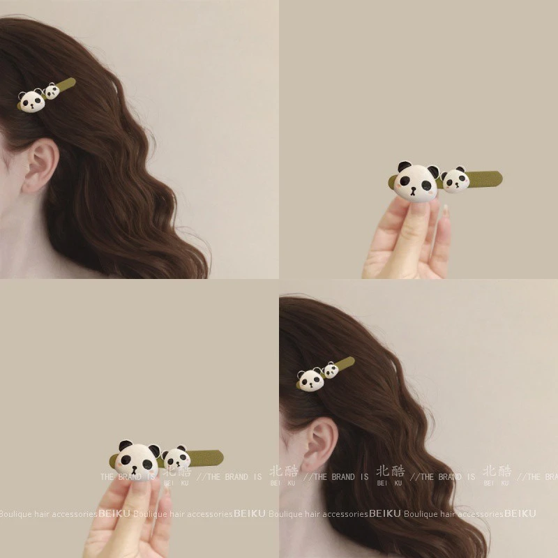熊猫不熊~少女心可爱碎发夹！ins风发卡侧边刘海夹前额鸭嘴夹头饰