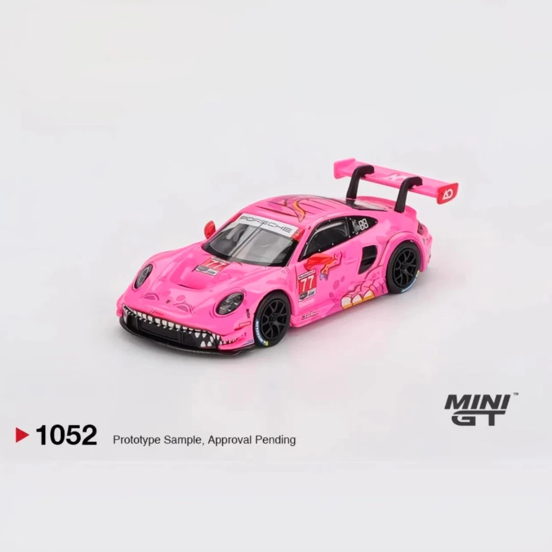 预售盒装MINIGT1:64 #1052 保时捷 911GT3R 粉恐龙合金汽车模型