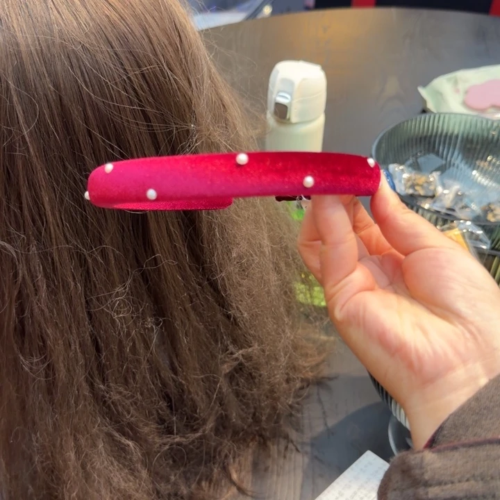 布艺非金属红色丝绒发箍