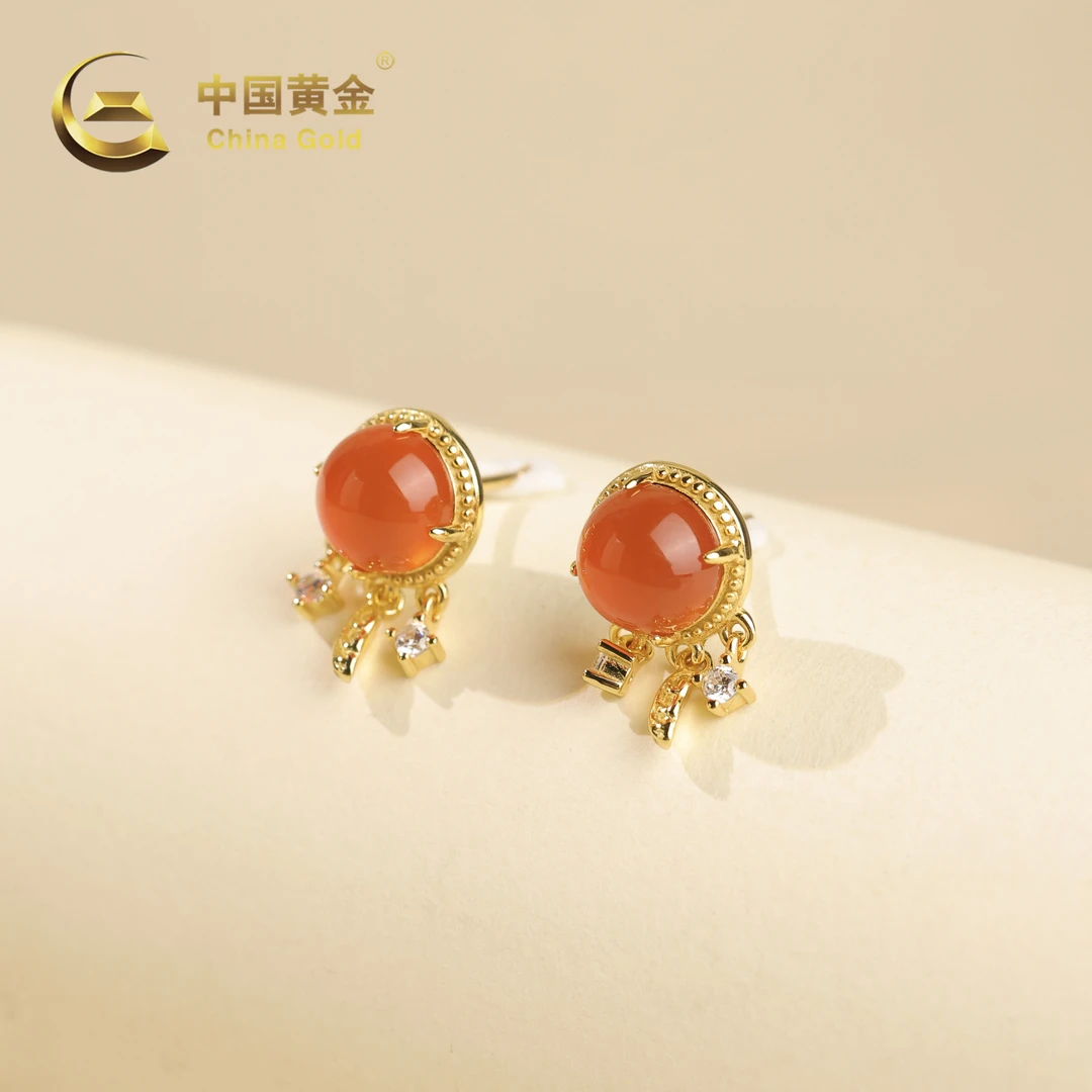 【中国黄金】霓蓝 | 南红*耳饰*S925银镶嵌-R1822-格