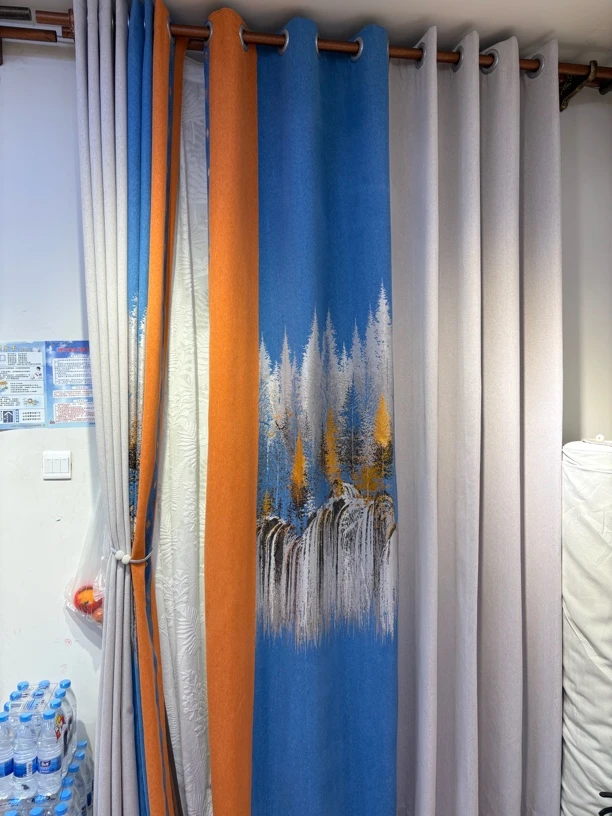 雪尼尔无缝拼接窗帘布挂钩，打孔联系客服