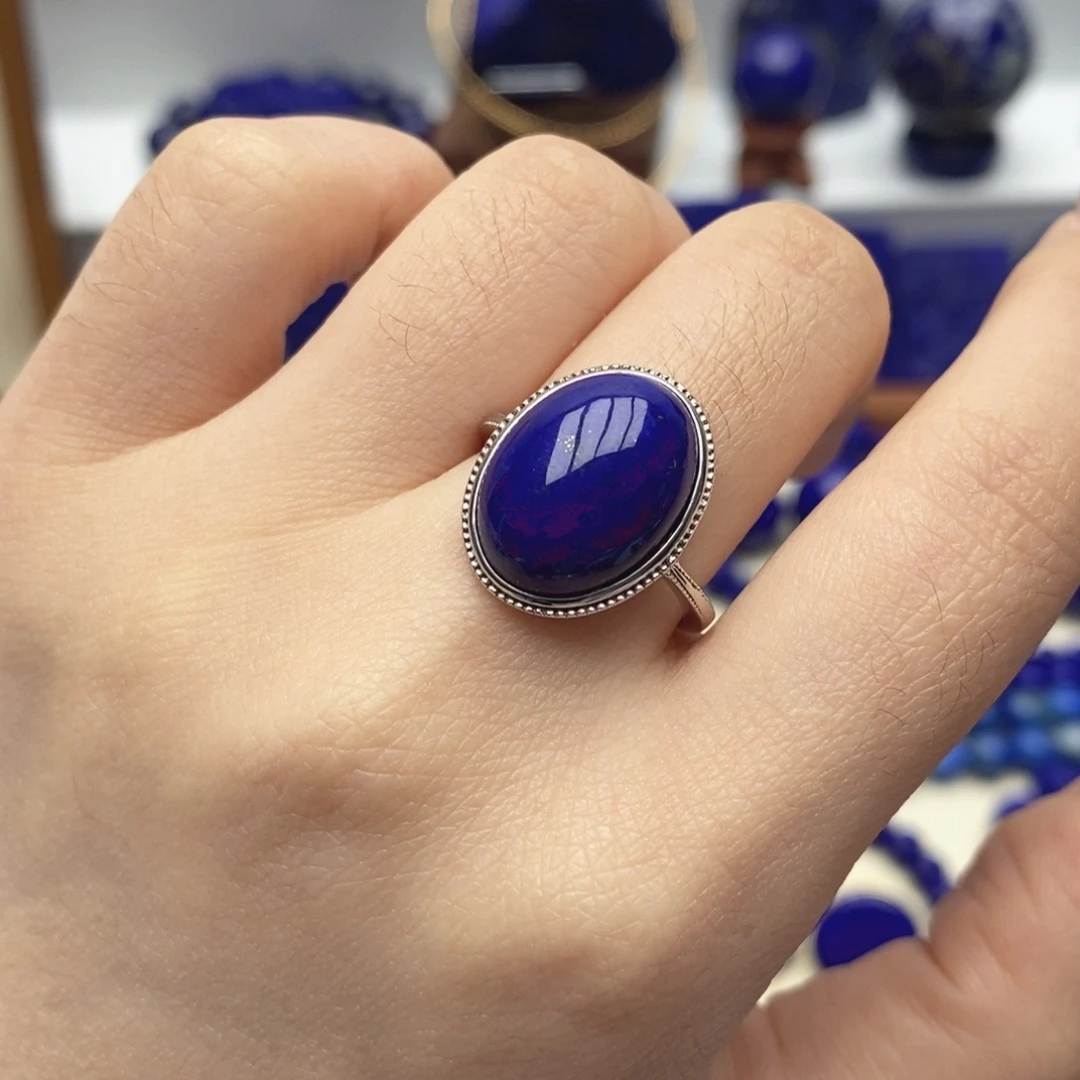 青金石银S925镶嵌戒指