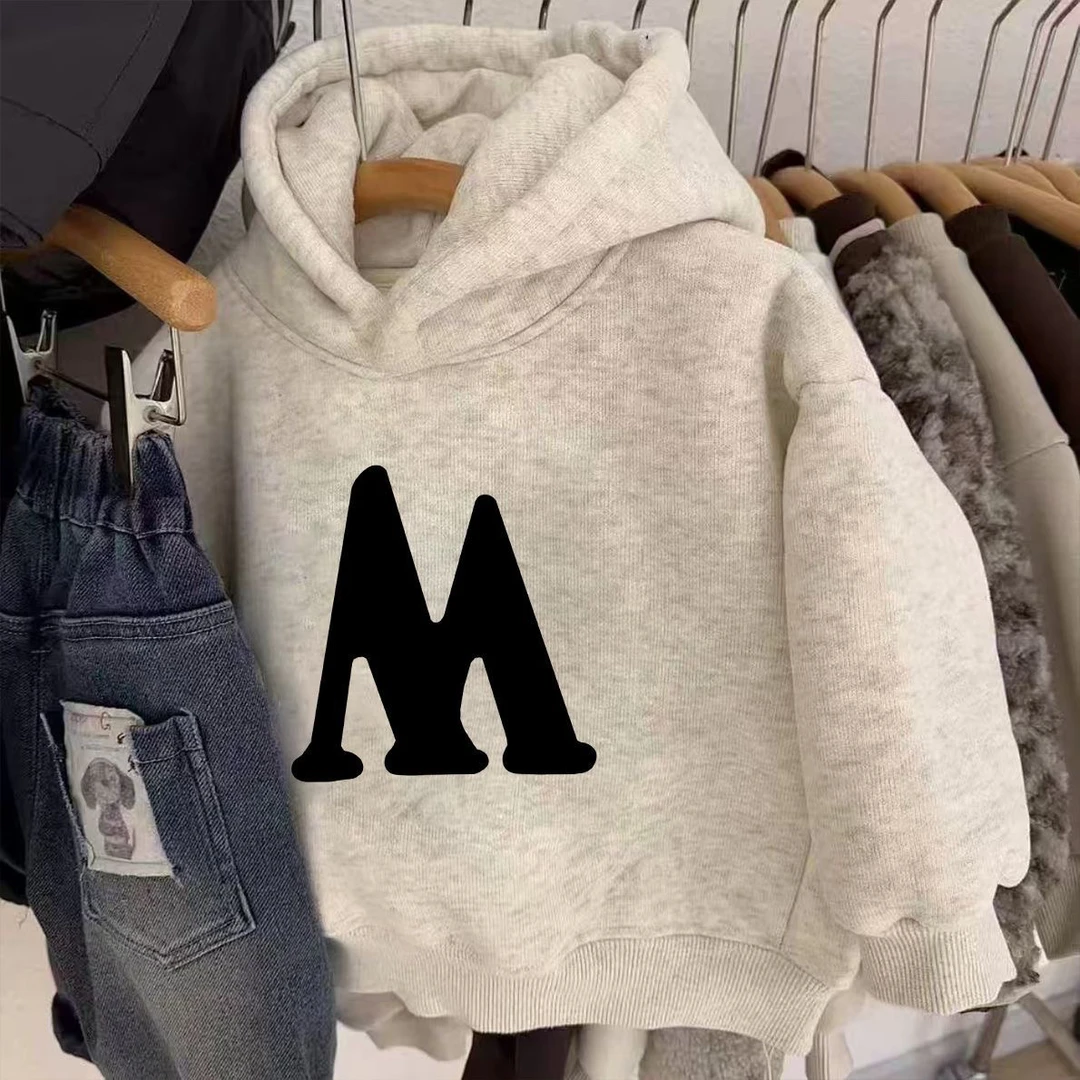 女童秋冬男童洋气卫衣2025儿童新款宝宝加厚加绒一体连帽上衣外穿