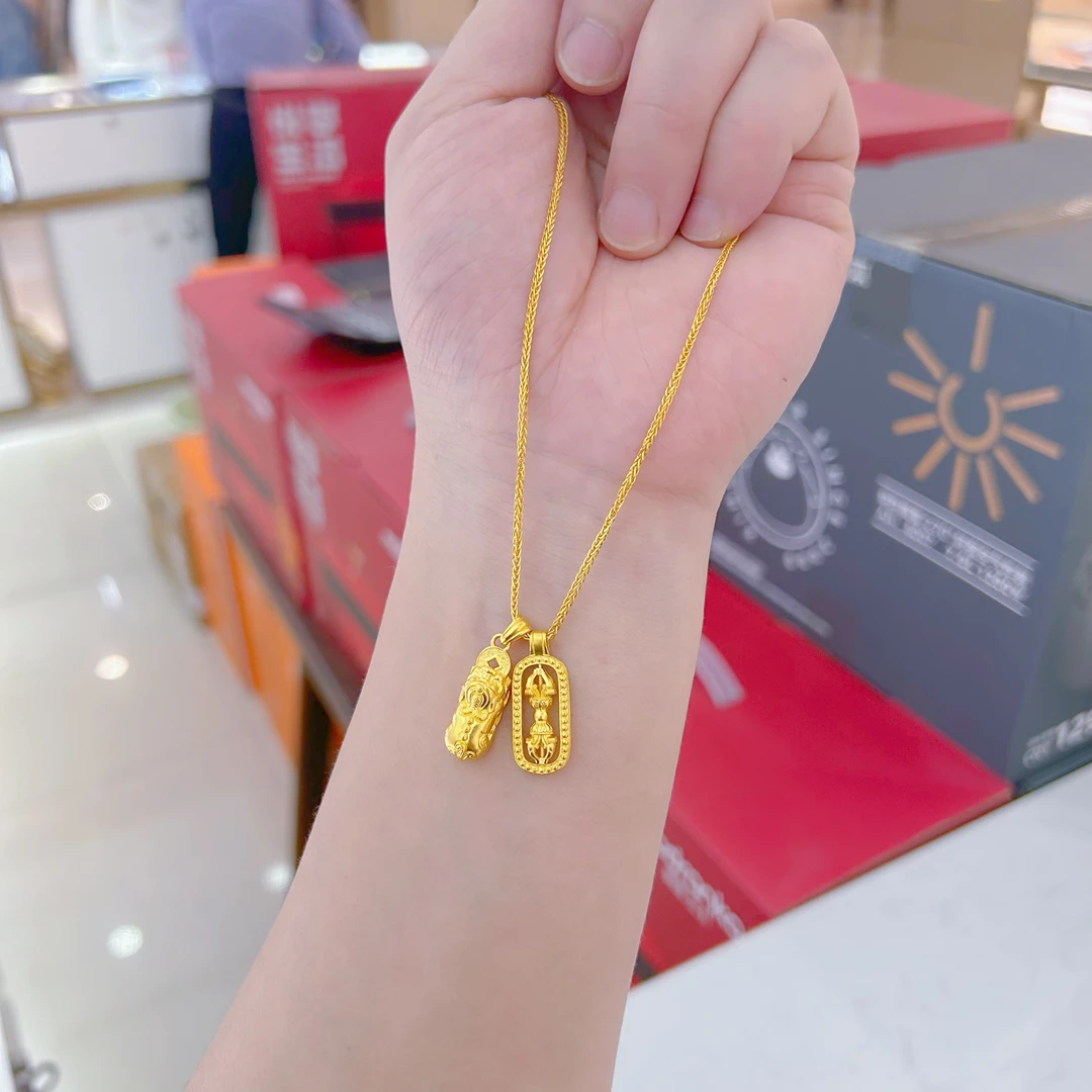 足金5G黄金貔貅金刚杵肖邦链轻奢简约精美时尚【不支持七天无理由】