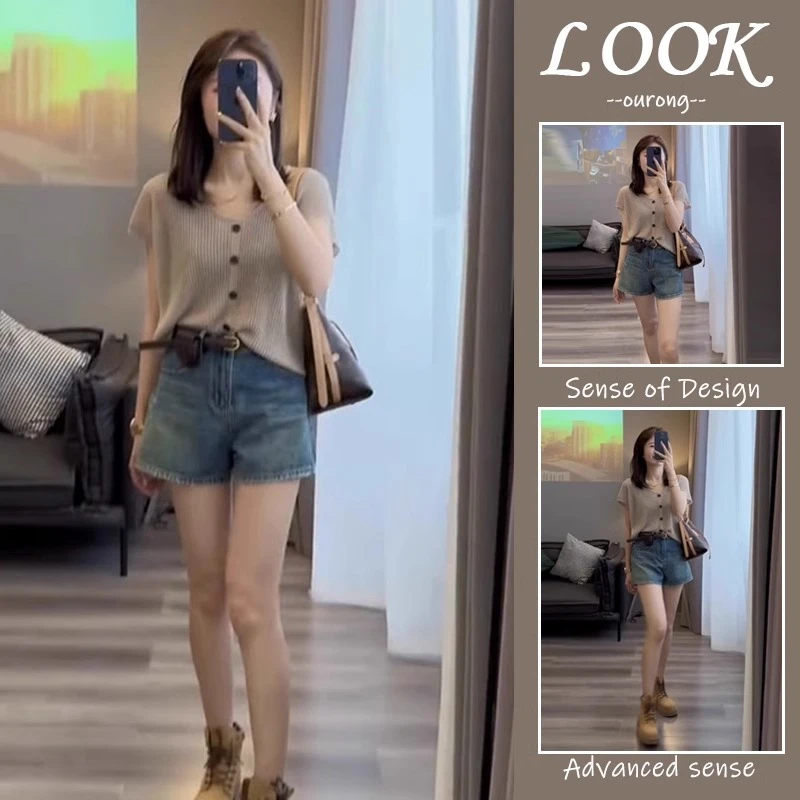 女装2025新款夏装活泼减龄遮肚子显瘦上衣搭配短裤今年流行两件套