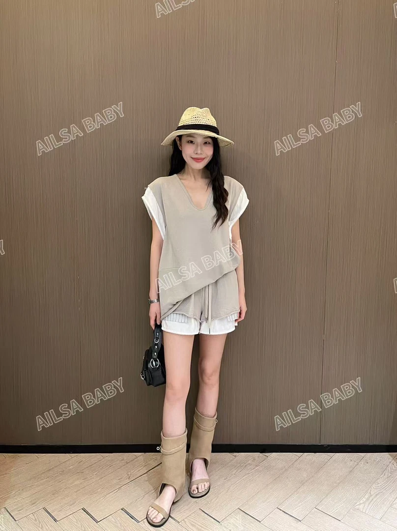 【AILSA BABY】（超高端线）深圳欧货V领上衣+短裤套装/60509A