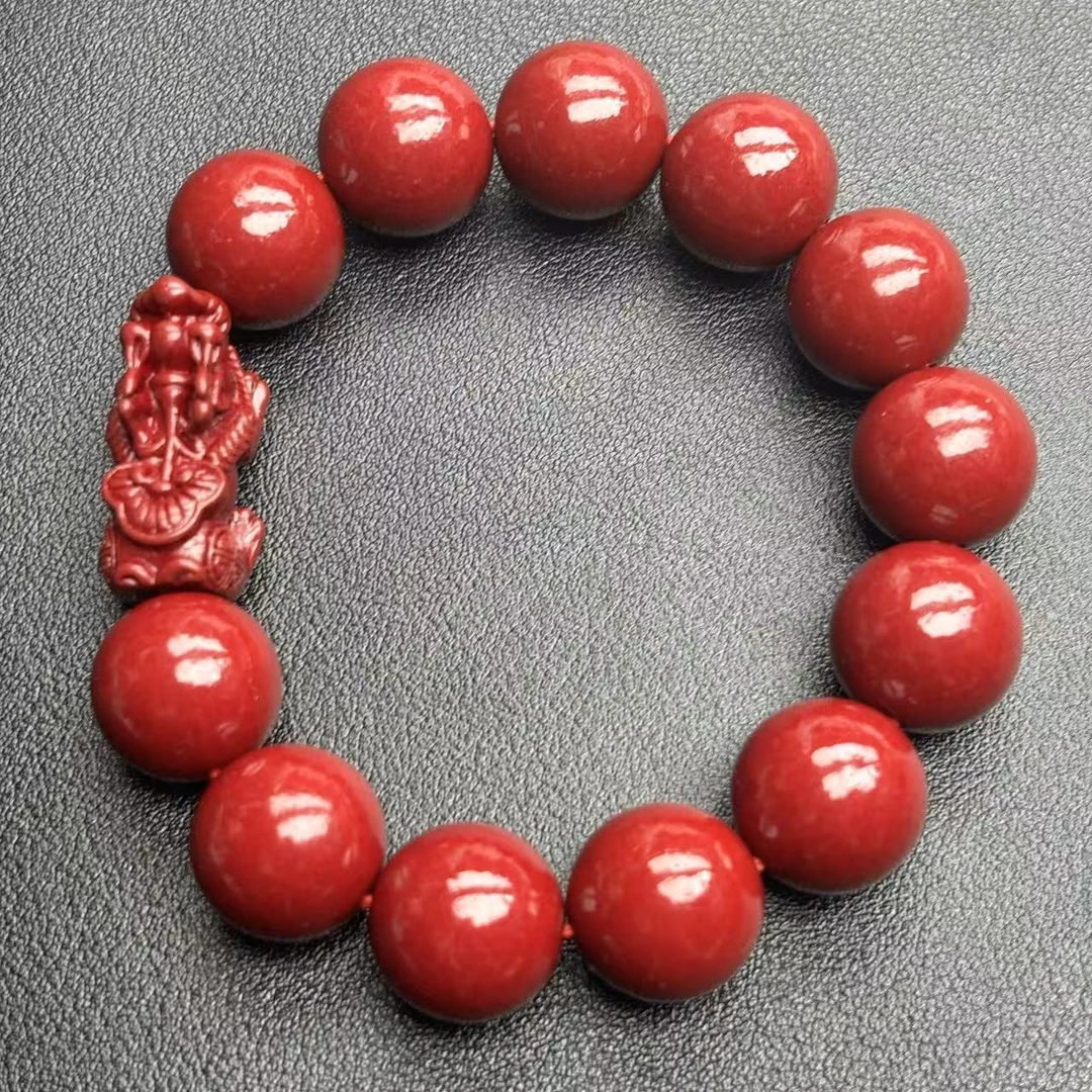 面面来财珠宝 含辰砂工艺品q-S7639卡16左右-紫金朱砂貔貅手串