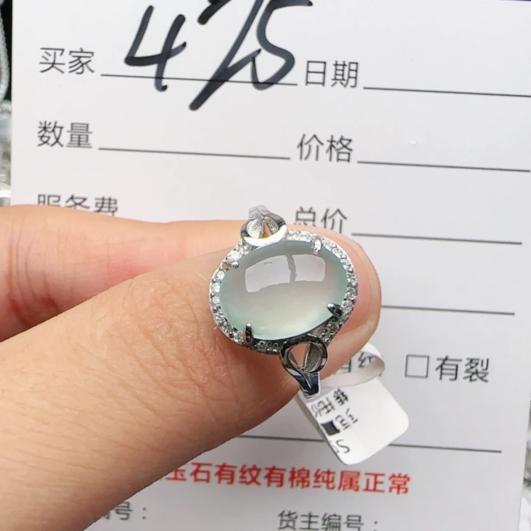 翡翠戒指银S925镶嵌戒指