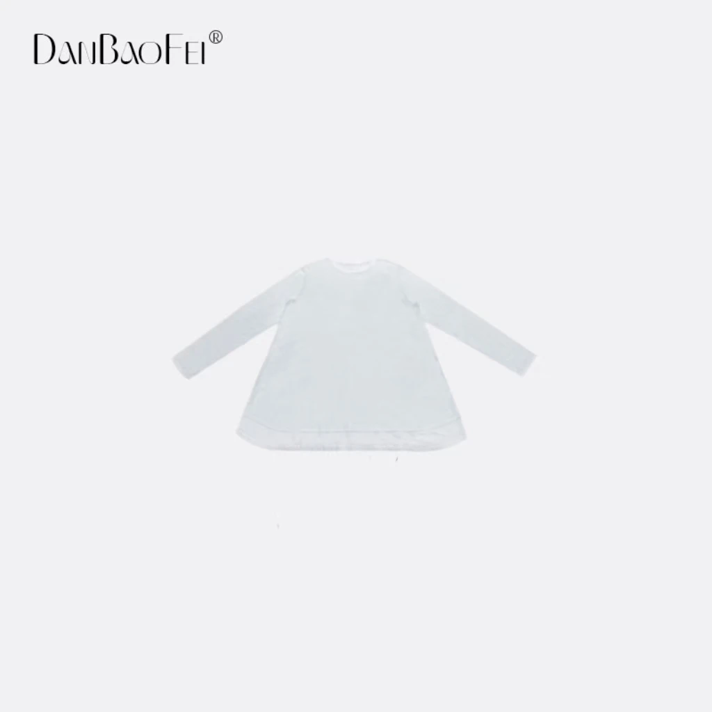 【DAYO】简约前短后长纯色打底上衣圆领长袖T恤 YLM00193