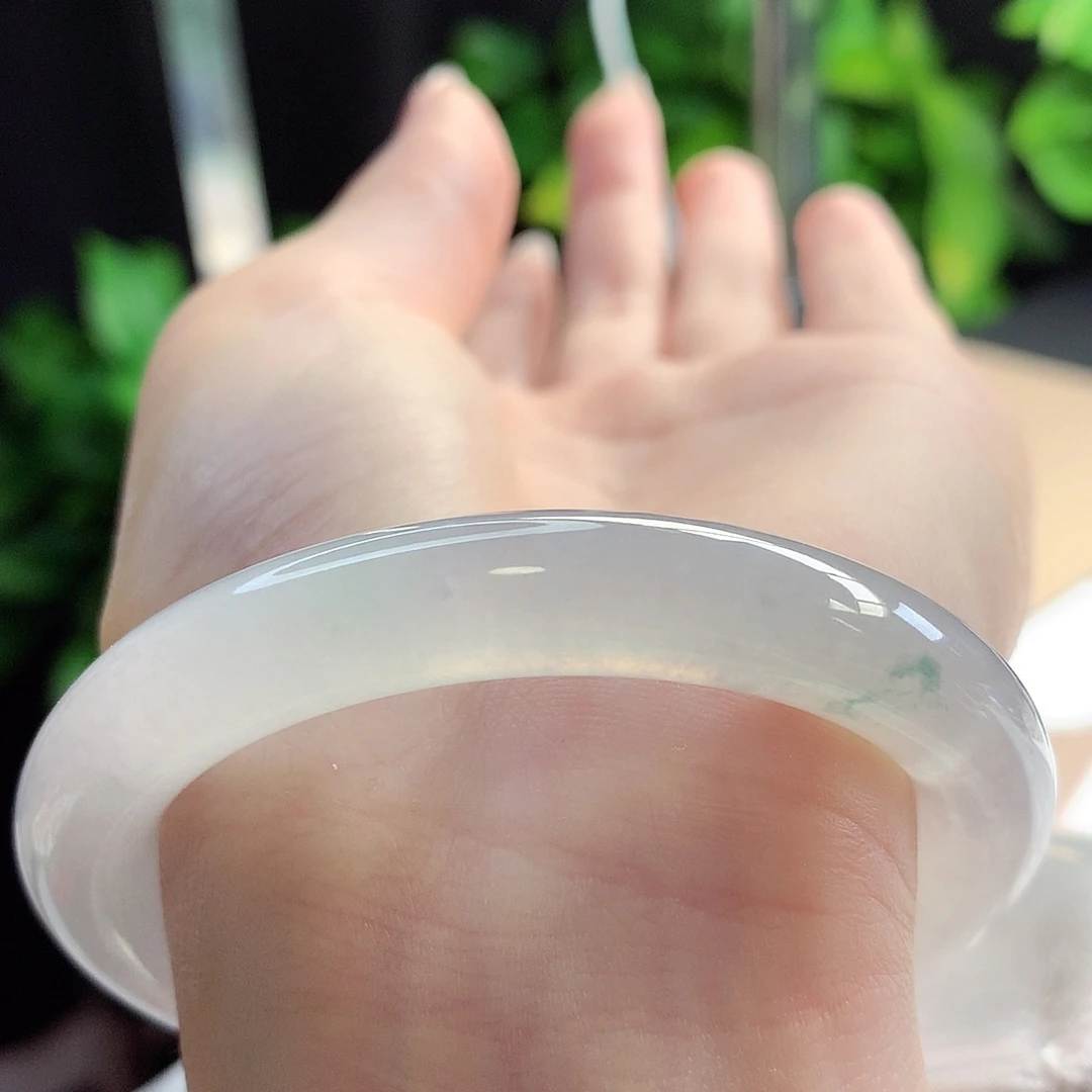 未镶嵌手镯翡翠天然A货翡翠53-54寒天雪底冰飘绿透光20号