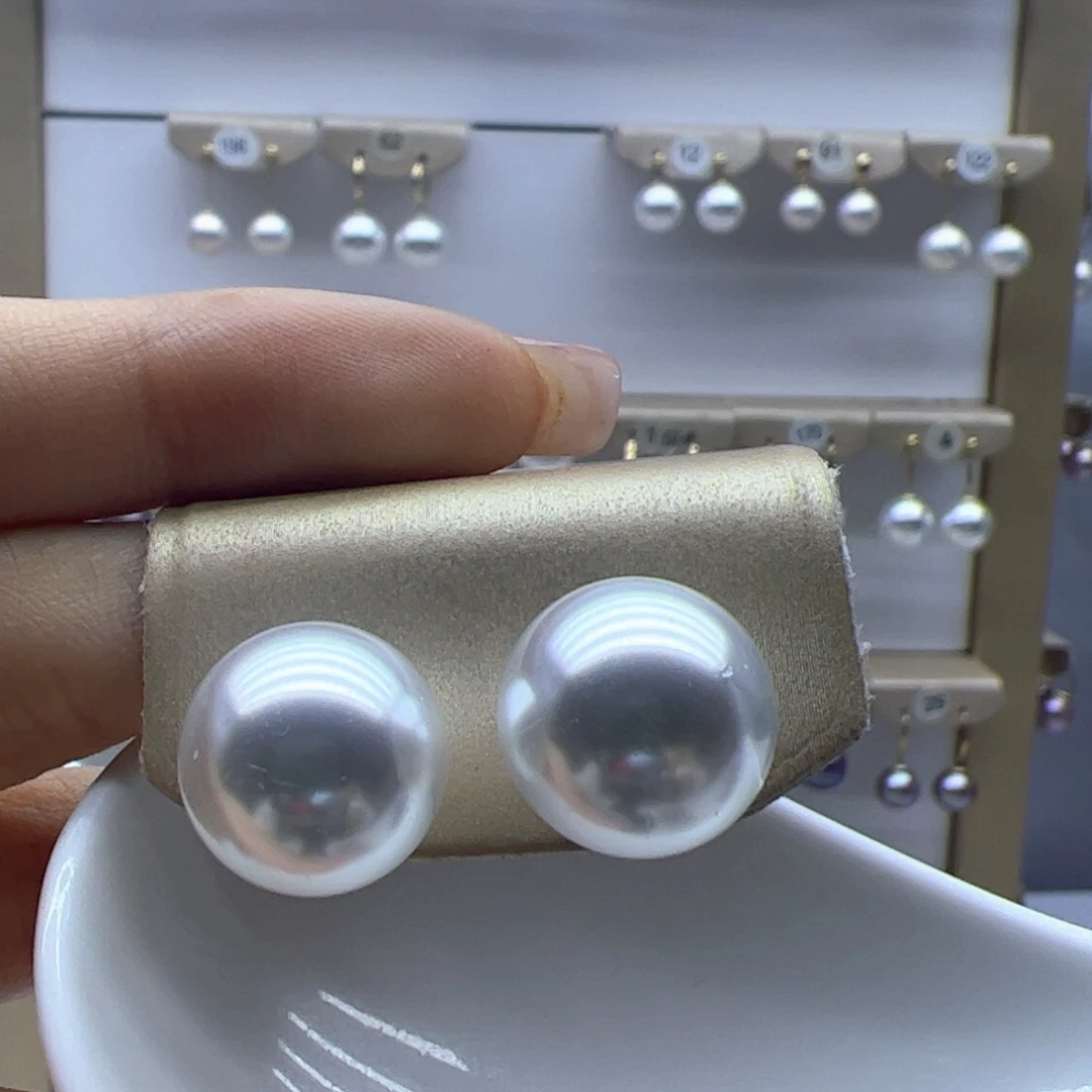 淡水珍珠耳饰银S925镶嵌