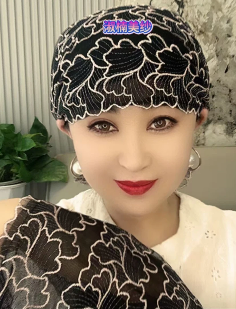 花朵休闲风民族风帽子薄款大号套头帽透气