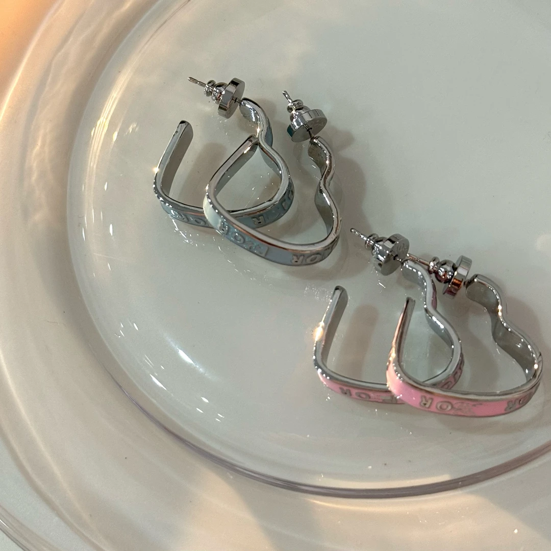 铜合金珐琅耳饰 HRY0-铜合金爱心CD珐琅简约百搭耳钉HRY0-1290