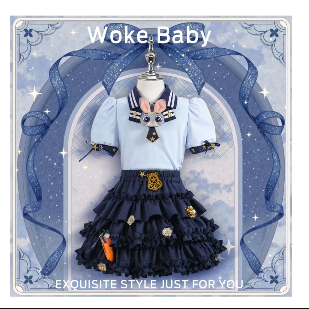 朱迪兔子警官连衣裙夏季女童休闲2025新款学院风套装公主裙潮薄款