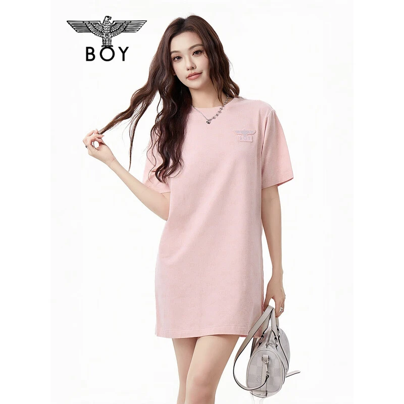 BOY LONDON夏季女款连衣裙满印潮牌时尚百搭显瘦圆领T恤裙W17906