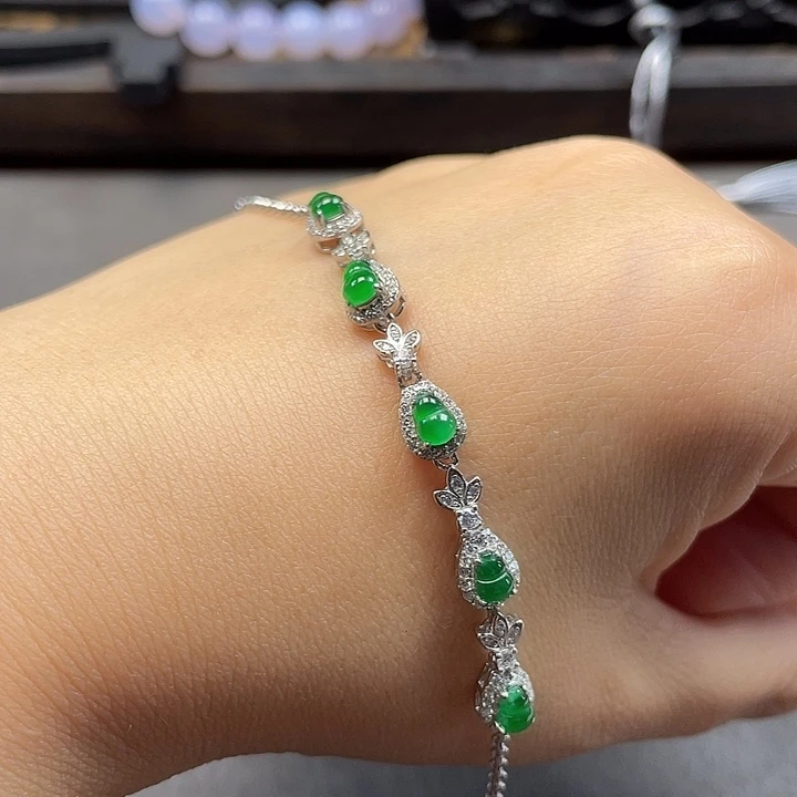 银S925镶嵌手链翡翠