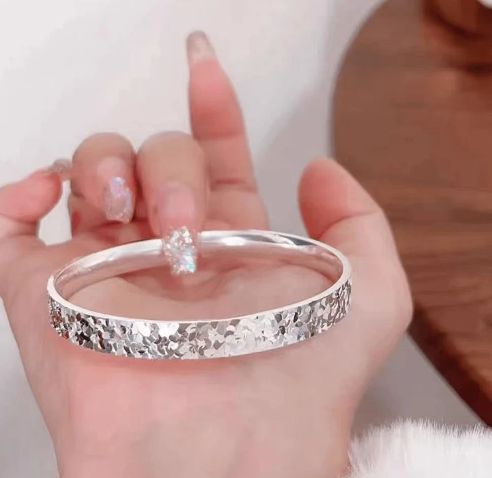 足银银制品 足银银制品 【901号】21g碎冰冰闪闪手镯