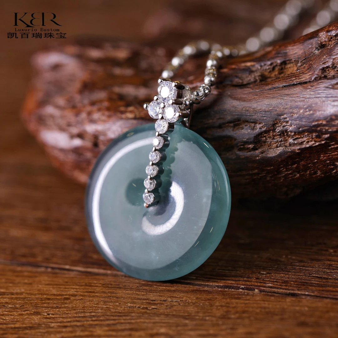 【精选】新款天然A货翡翠高冰种高定款平安扣吊坠挂饰 KBR1210007