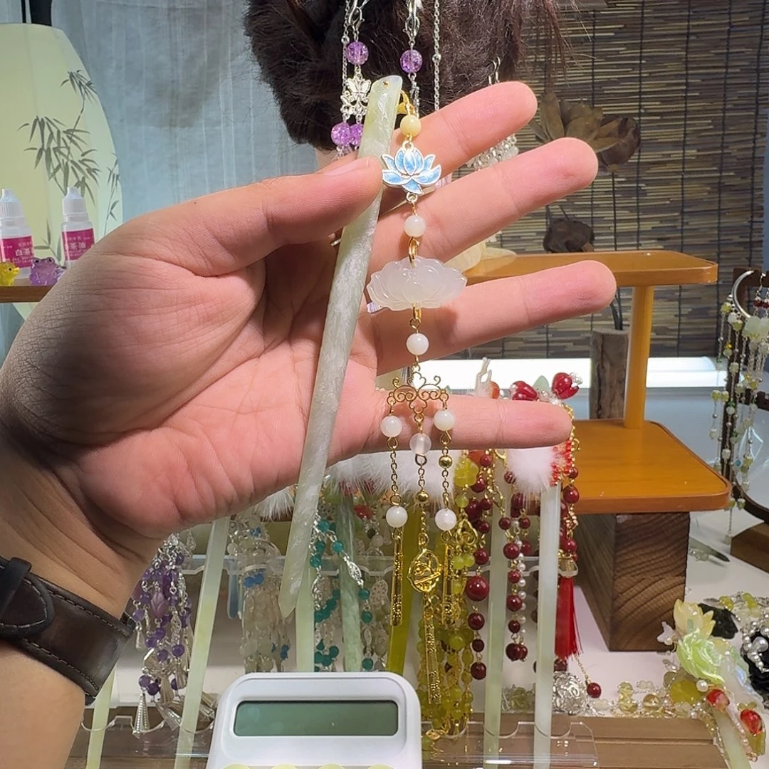 蛇纹石玉合金发饰