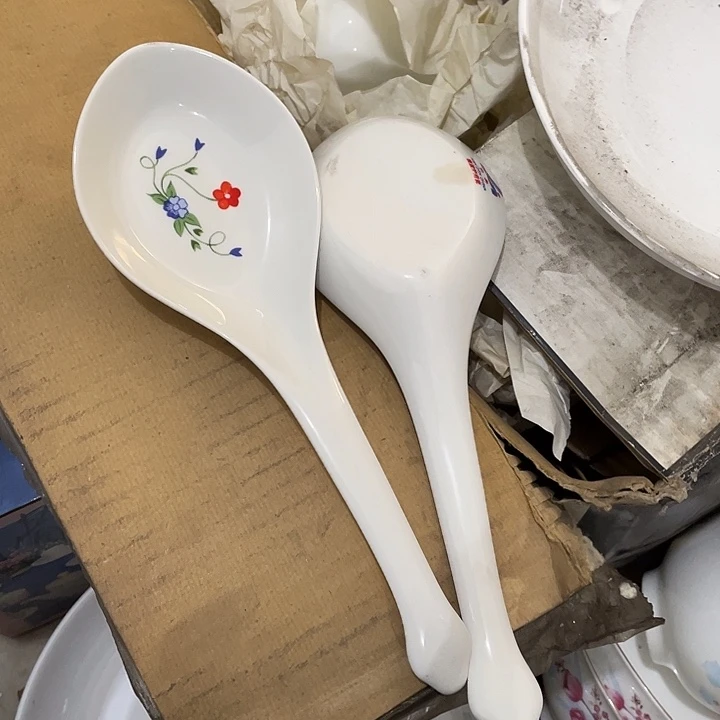 瓷片佳美强化瓷满天星汤勺一对 微瑕疵