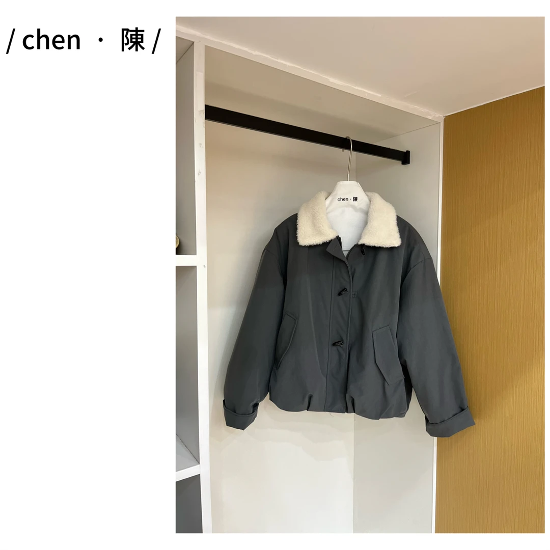chen·陳简约时尚   毛毛领   夹棉百搭外套