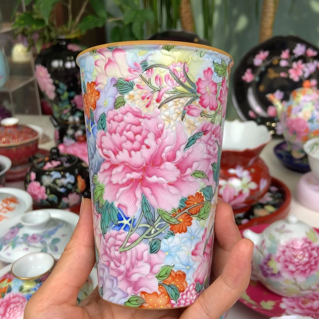 万花可乐杯手工手绘