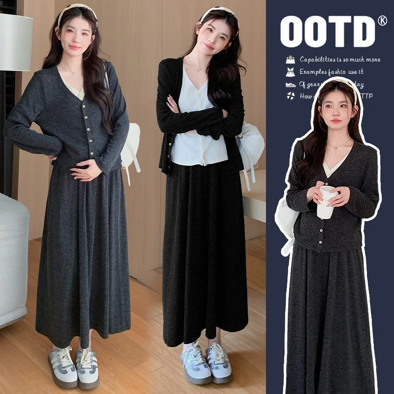 孕妇秋装洋装2025新款孕妈穿搭两件套裙子秋夏季时尚洋气孕妇装