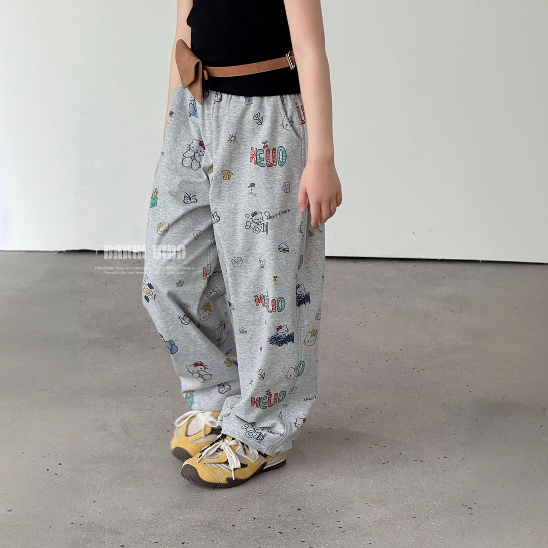 【嗒囜】镰刀风自由裤~赛罗棉220g垂感 女童夏装印花直筒儿童休闲