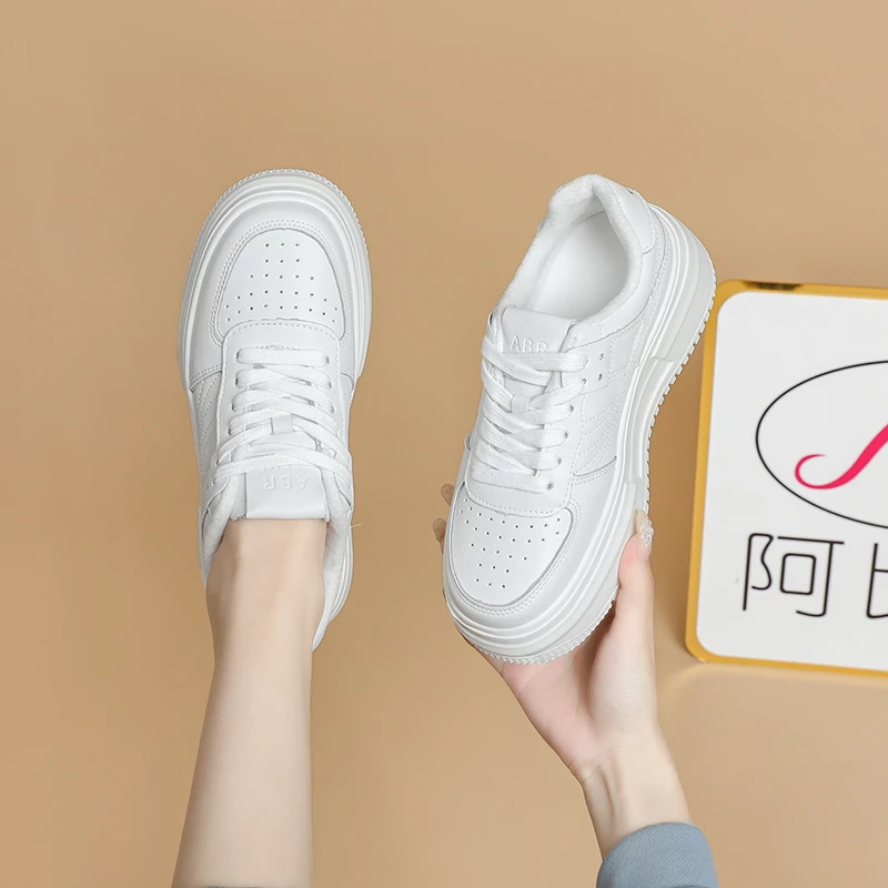 【大新专享】阿比让牛皮单里/绒里百搭时尚增高舒适ins厚底小白鞋