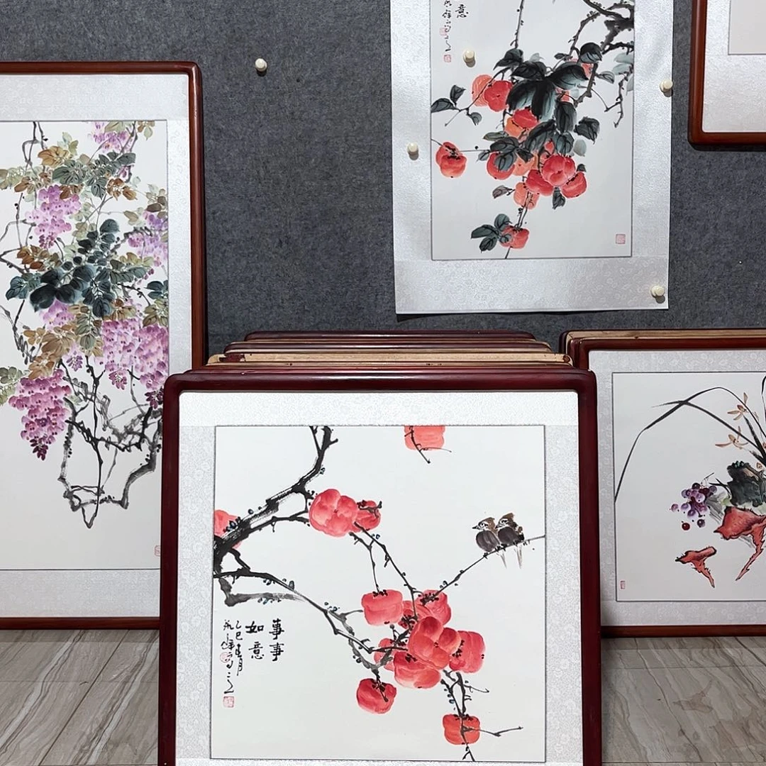 国画书画作品带框63×63