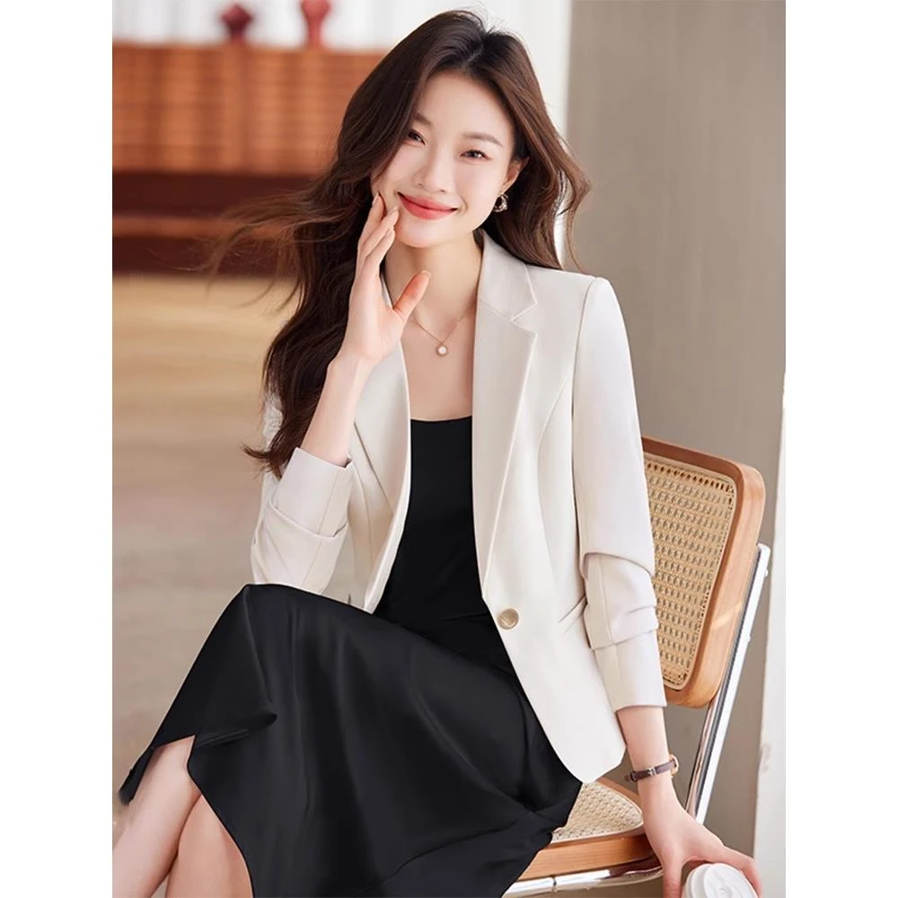 白色西装外套女2025秋季新款薄款高级感通勤职业装小个子西服套装
