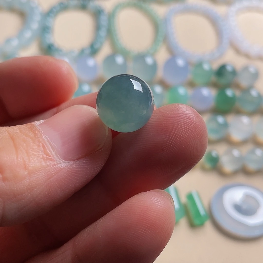 翡翠散珠天然缅甸翡翠A货，13mm