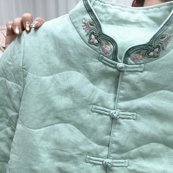 3396豆绿色棉衣梦