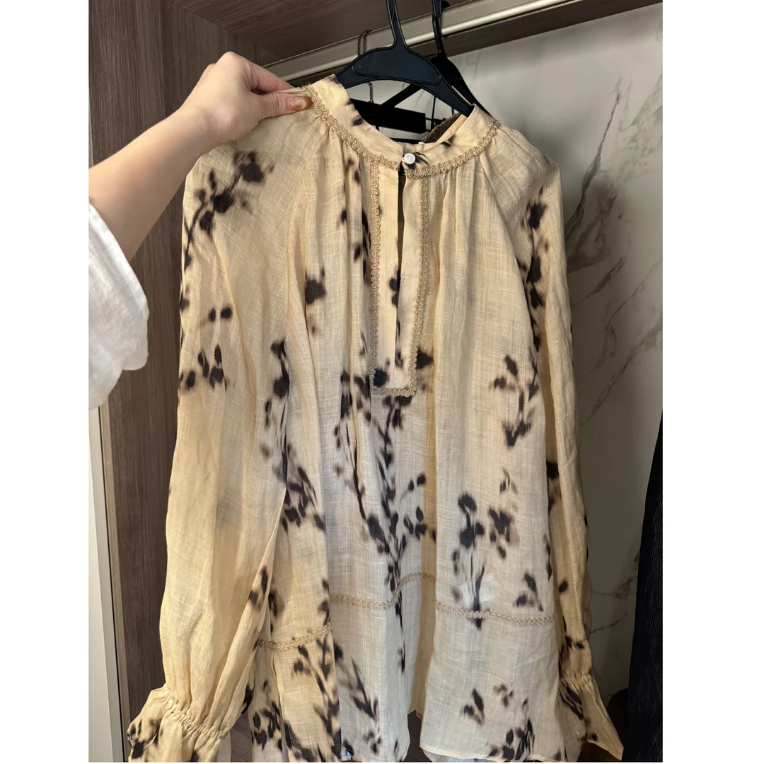 【DAIDAI私服】“苎麻豹纹衬衣” 高端定制复古松弛苎麻衬衣 DD297